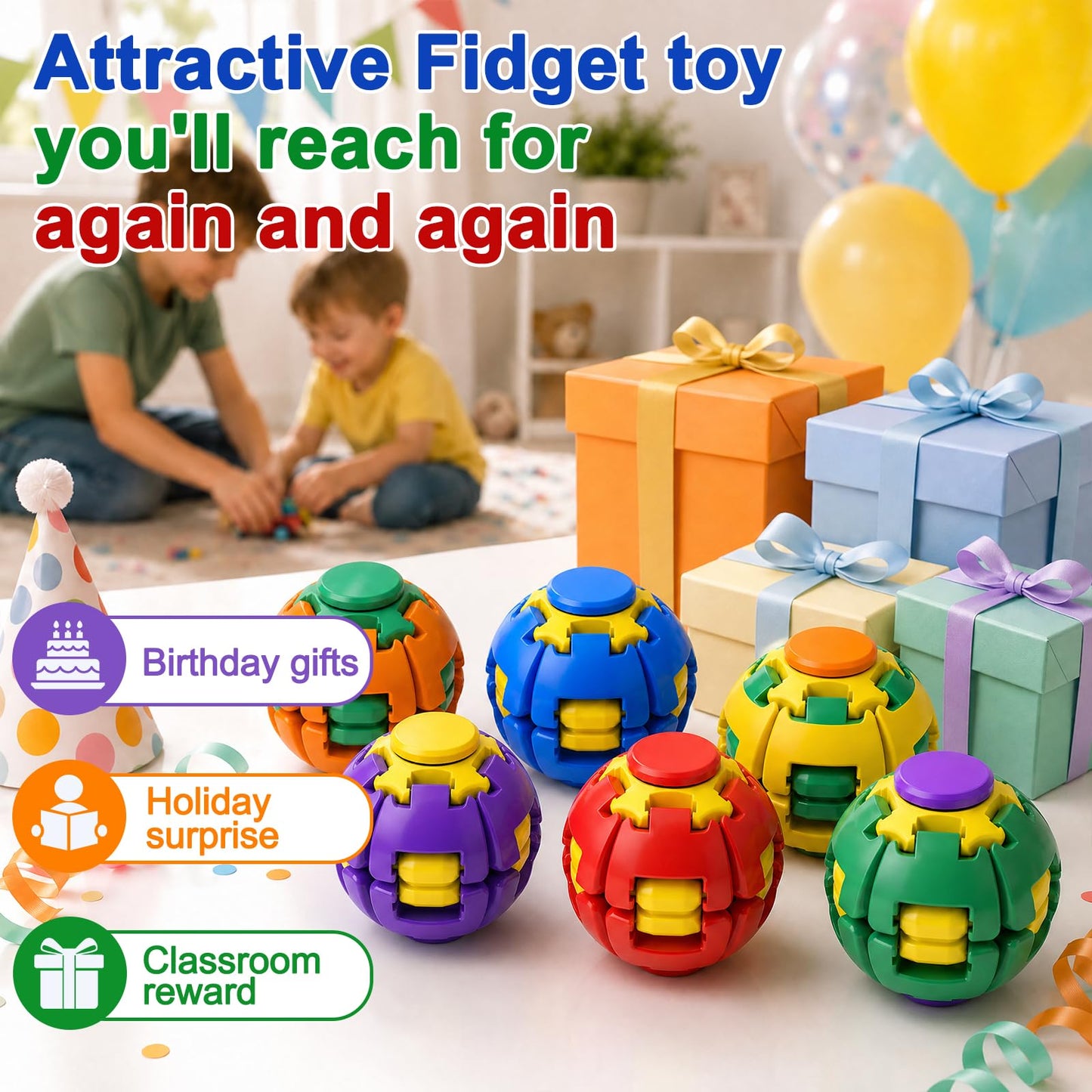 🌀 Press-to-Spin Sensory Fidget Ball for Stress Relief & Focus
