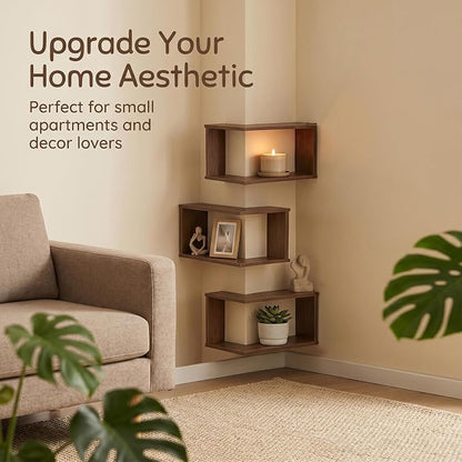 🏠 90° Corner Wall Shelf — Real Solid Wood, No Assembly Needed