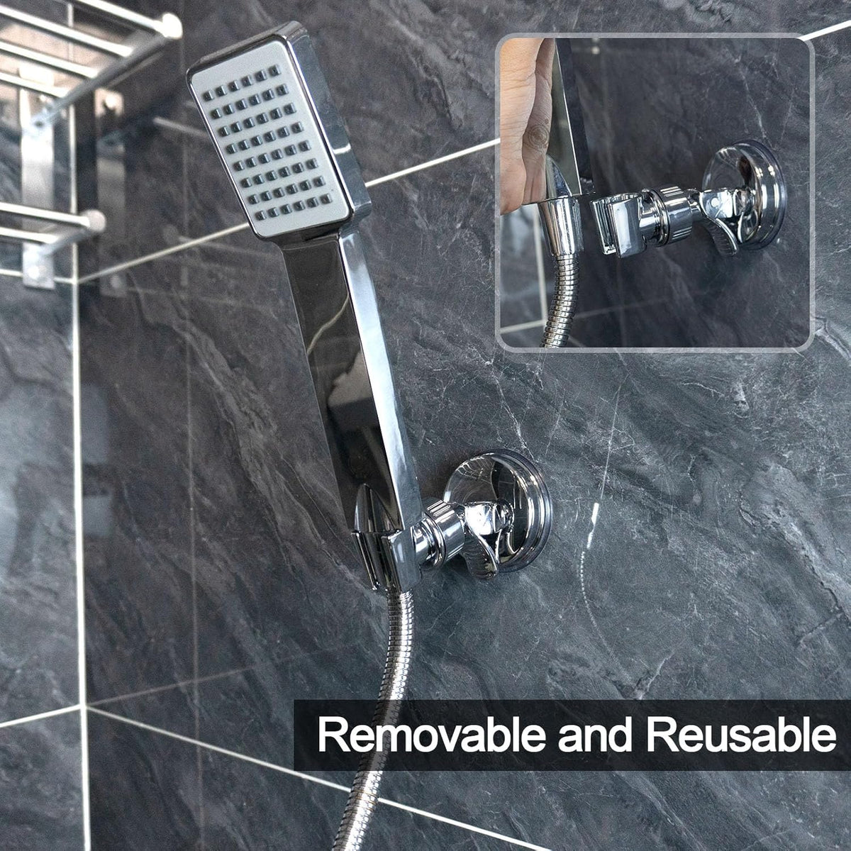 Adjustable Shower Head Holders Removable Suction Cup Shower Head Bracket No Drill Shower Head Bracket
