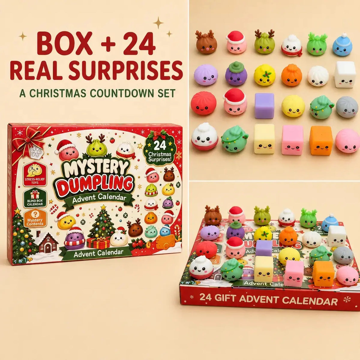 2026 Christmas Advent Calendar Gift for Kids – 24 Days of Squishy Surprises