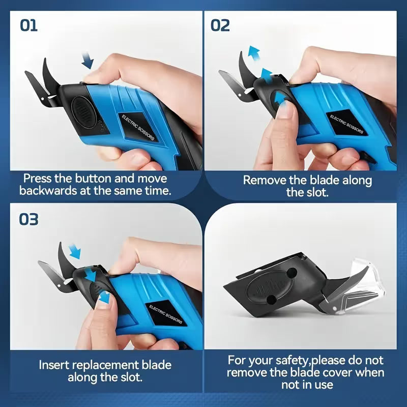 Cordless Electric Scissors, 2 Alloy Steel Blades Fabric & Cardboard Cutter for Sewing, Craft, Carpet