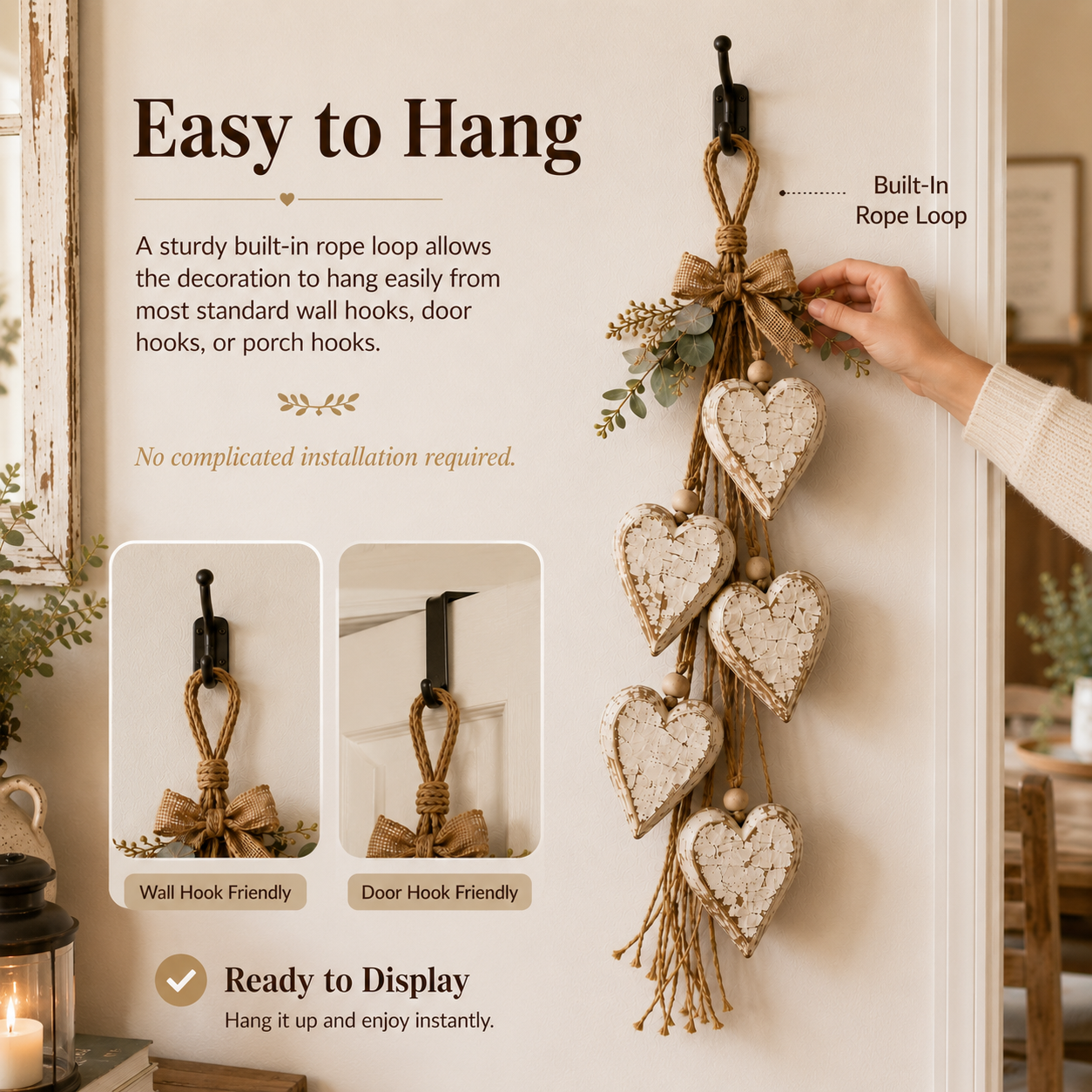 🤎 Hanging Heart Wall Decor-Bring Rustic Warmth Into Your Home