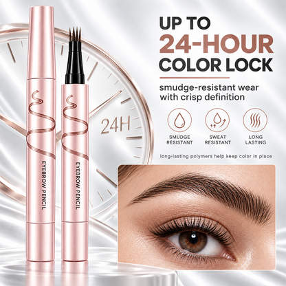 🔥🖤 Waterproof Eyebrow Pencil with 4-Prong Tip | Ultra-Fine Lines for Natural Hair-Like Effect 💗