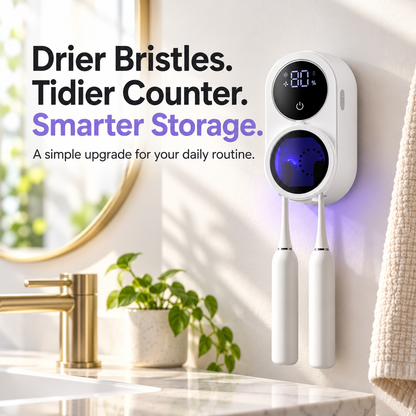 Stop Leaving Toothbrushes Damp & Exposed—Keep Two Brushes Drier, Covered & Organized