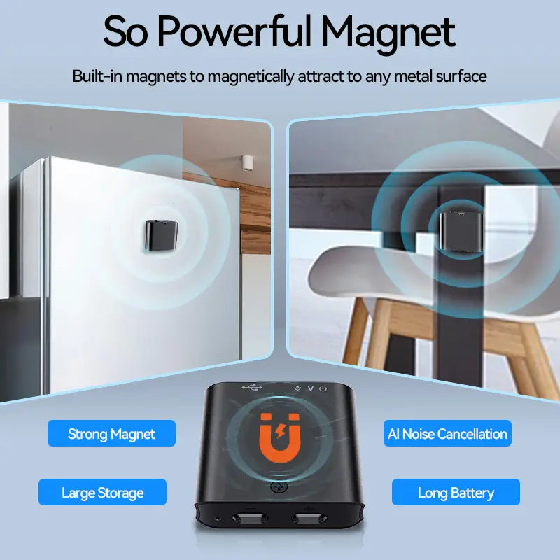 🎙️ Mini Magnetic Voice Recorder – One-Touch Recording, Anytime, Anywhere