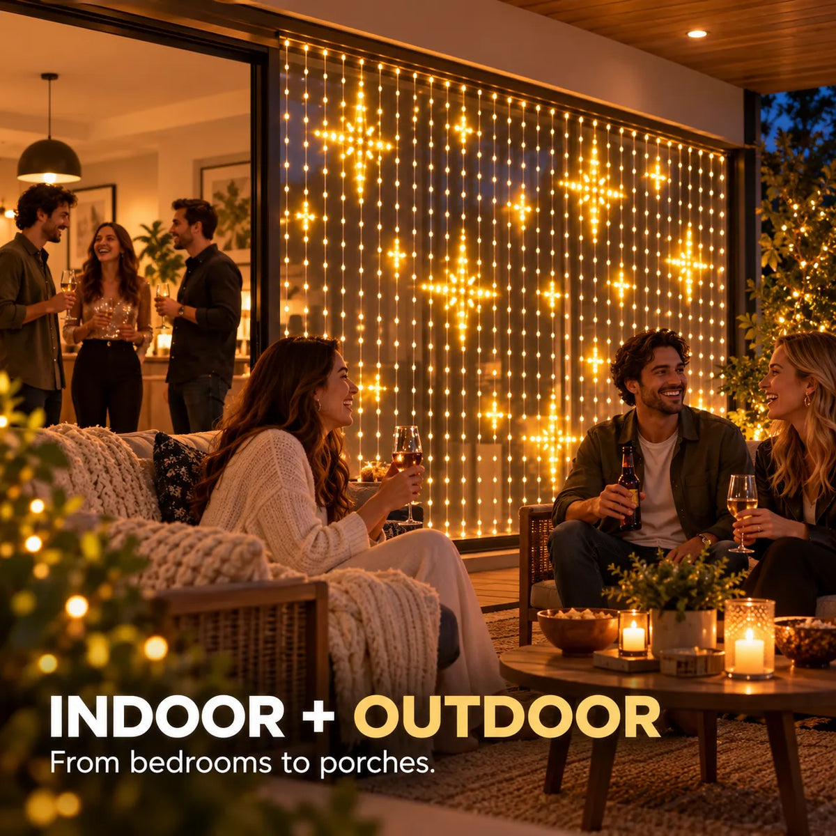 🎇Turn Any Window Into a Light Show.One Light Curtain. Endless Occasions.Create animated patterns, holiday scenes, custom messages and more — all from your phone.