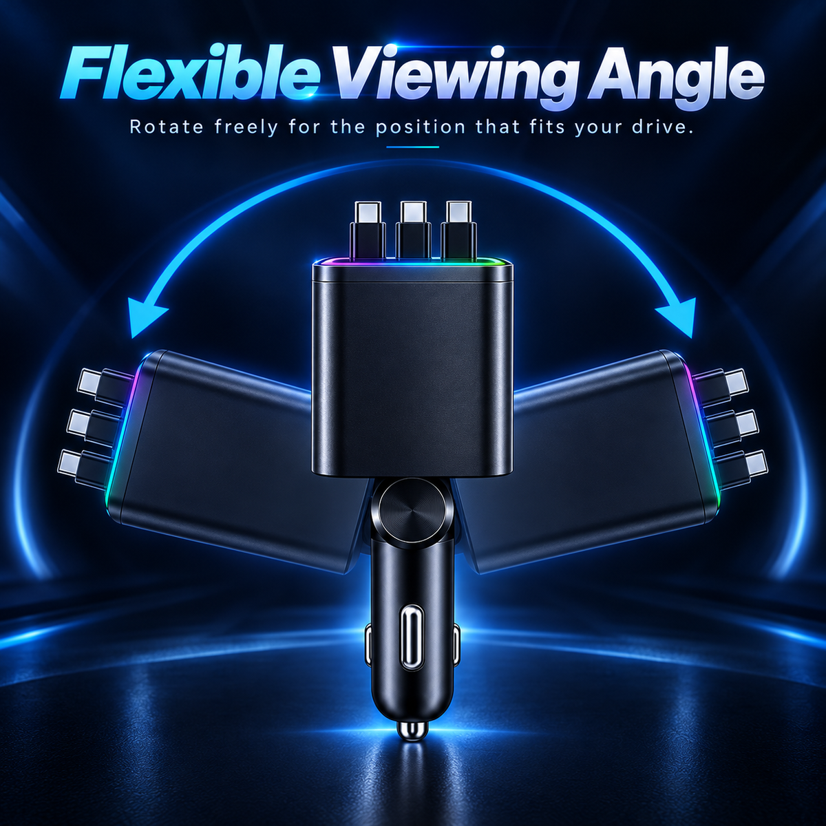 🔥7-in-1 Retractable Car Charger – 120W Fast Charging & Galaxy Light