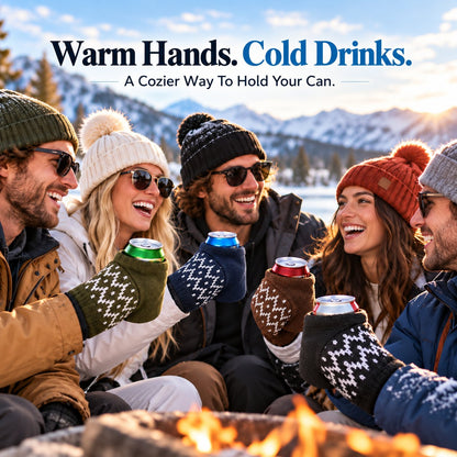 🍻Knitted Insulated Beer Can Glove Mittens – Warm Hands, Cold Drinks