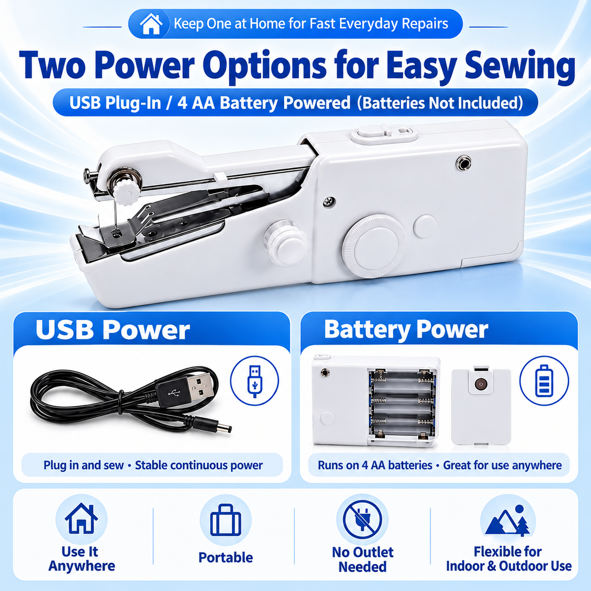 🧵✂Fix Loose Hems & Small Tears in Minutes — Handheld Sewing Machine