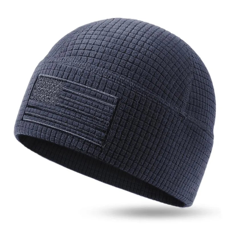 American Flag Waffle Fleece Beanie – Warmth Without the Bulk