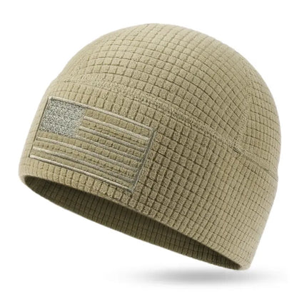 American Flag Waffle Fleece Beanie – Warmth Without the Bulk