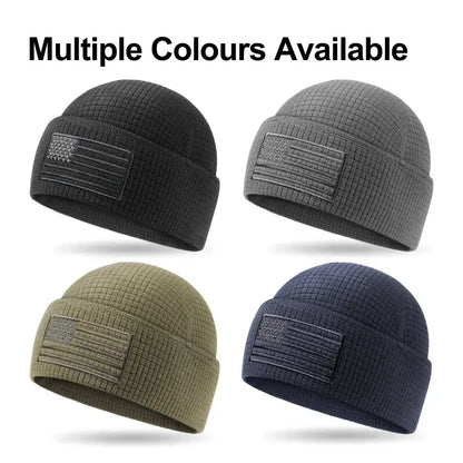 American Flag Waffle Fleece Beanie – Warmth Without the Bulk
