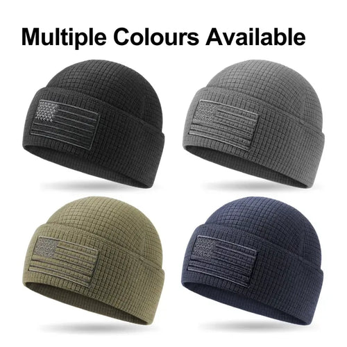 American Flag Waffle Fleece Beanie – Warmth Without the Bulk