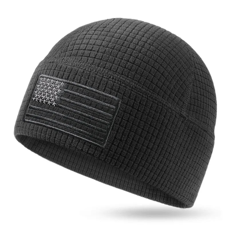 American Flag Waffle Fleece Beanie – Warmth Without the Bulk