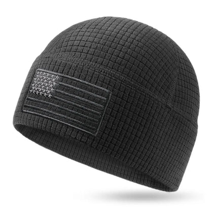 American Flag Waffle Fleece Beanie – Warmth Without the Bulk