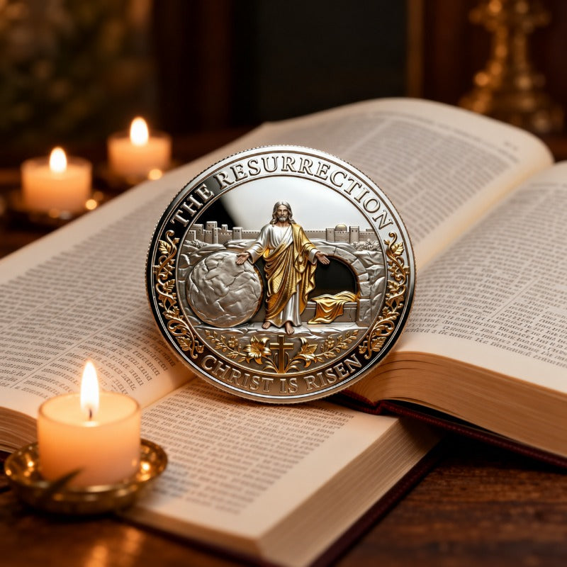 ✝️ Crucifixion & Resurrection 3D Challenge Coin – Double-Sided Christian Faith Keepsake