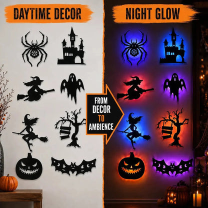 Halloween LED Silhouette Wall Light Stickers(8PCS One Set)