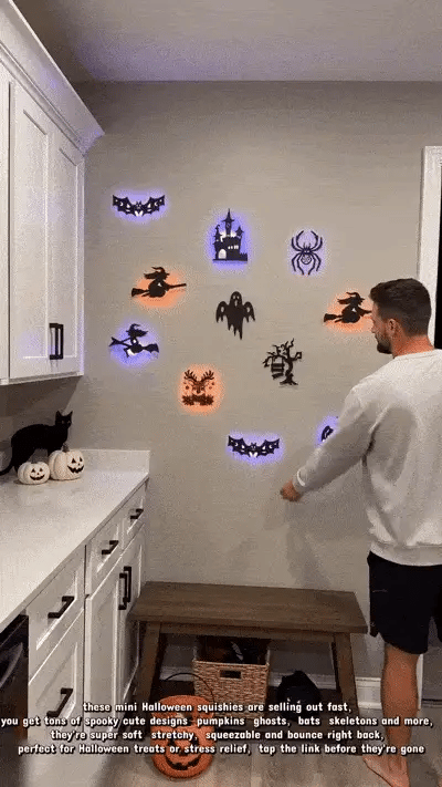 Halloween LED Silhouette Wall Light Stickers(8PCS One Set)