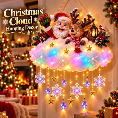 ✨🎄 Light-Up Christmas Cloud Hanging Decor – Santa & Winter Village Holiday Display
