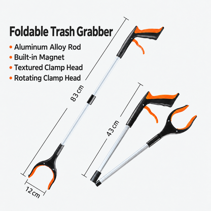 🔥 Foldable Grabber Reacher Tool – 83cm/109cm Long Reach Pickup Claw with Magnetic Tip