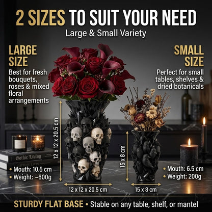 💎💀Gothic Skull & Crow Resin Vase- Dark Decor Vase