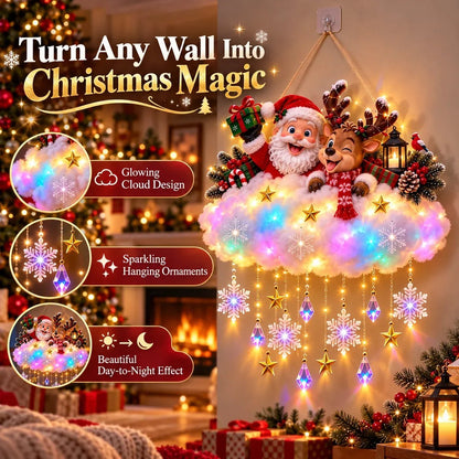 ✨🎄 Light-Up Christmas Cloud Hanging Decor – Santa & Winter Village Holiday Display
