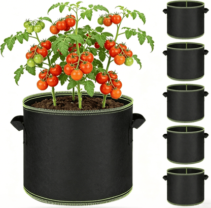 🌱5-Pack 5 Gallon Grow Bags – Heavy Duty Aeration Fabric Pots with Handles for Vegetables, Flowers & Fruits