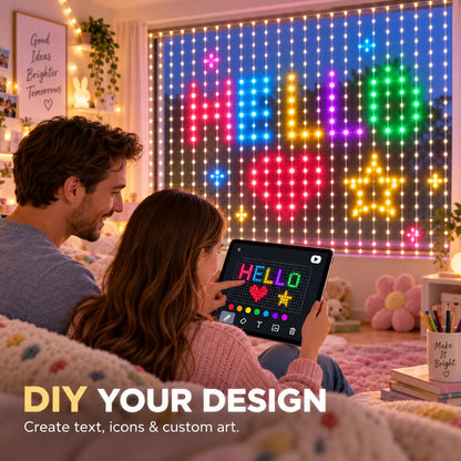 🎇Turn Any Window Into a Light Show.One Light Curtain. Endless Occasions.Create animated patterns, holiday scenes, custom messages and more — all from your phone.