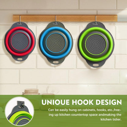 🥬3-Piece Collapsible Colander Set – Space-Saving Silicone Strainers