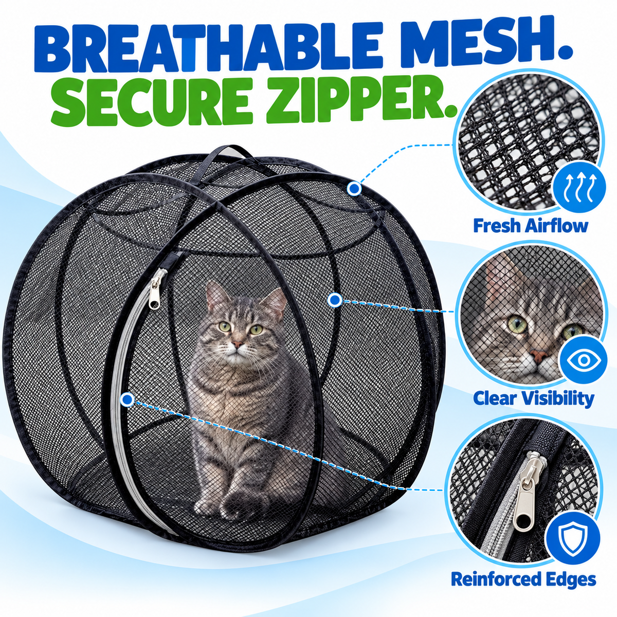 🐱 Pop-Up Cat Playpen – 32' Breathable Mesh Indoor & Outdoor Pet Enclosure