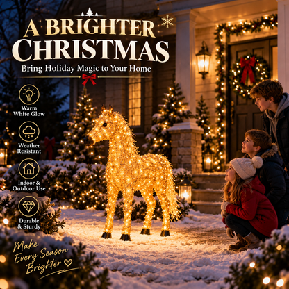 ✨🐎 Light-Up Christmas Horse & Foal Set – Warm White LED Holiday Display