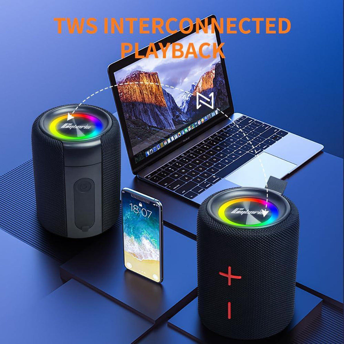 🔥 40W 2-in-1 Split Stereo Speaker – Detachable TWS Audio, IPX6 & Dynamic Lighting