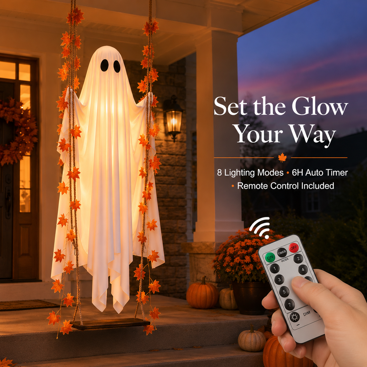 👻 The Viral 5FT Swinging Ghost – Light-Up Halloween Porch Decor 🎃✨