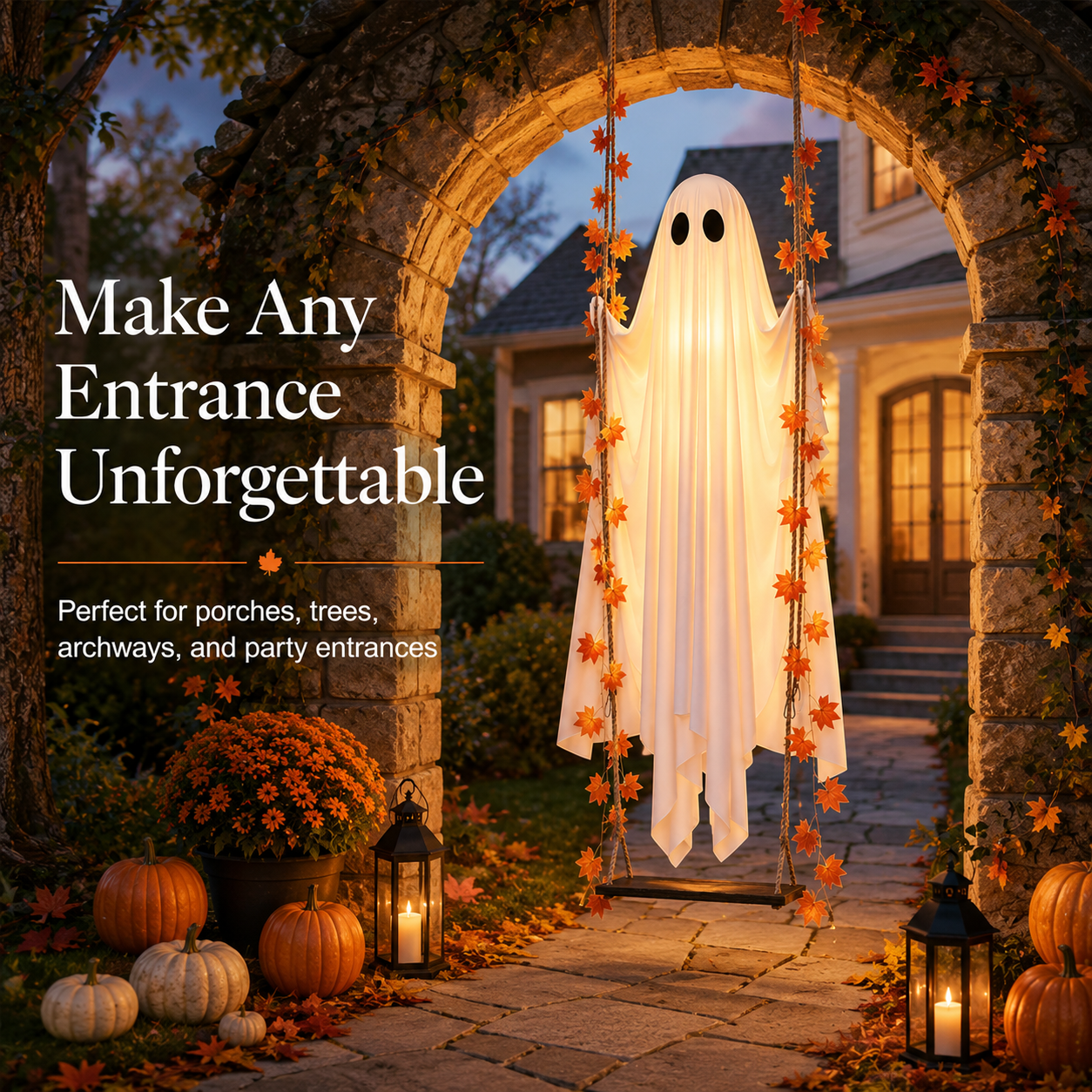 👻 The Viral 5FT Swinging Ghost – Light-Up Halloween Porch Decor 🎃✨