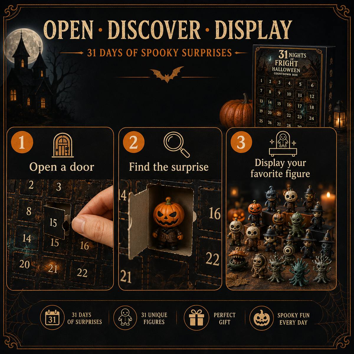 ✨31 Nights of Fright Halloween Countdown Box-Open a surprise box every day!