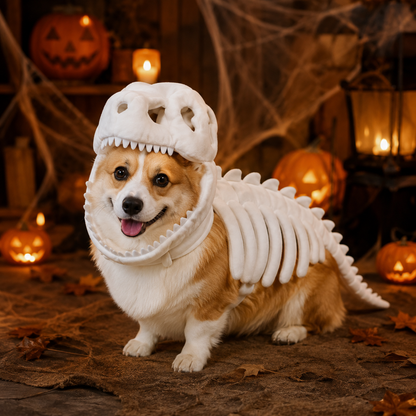 Glow-in-the-Dark 🎃Dinosaur Skeleton Pet Halloween Costume🦕
