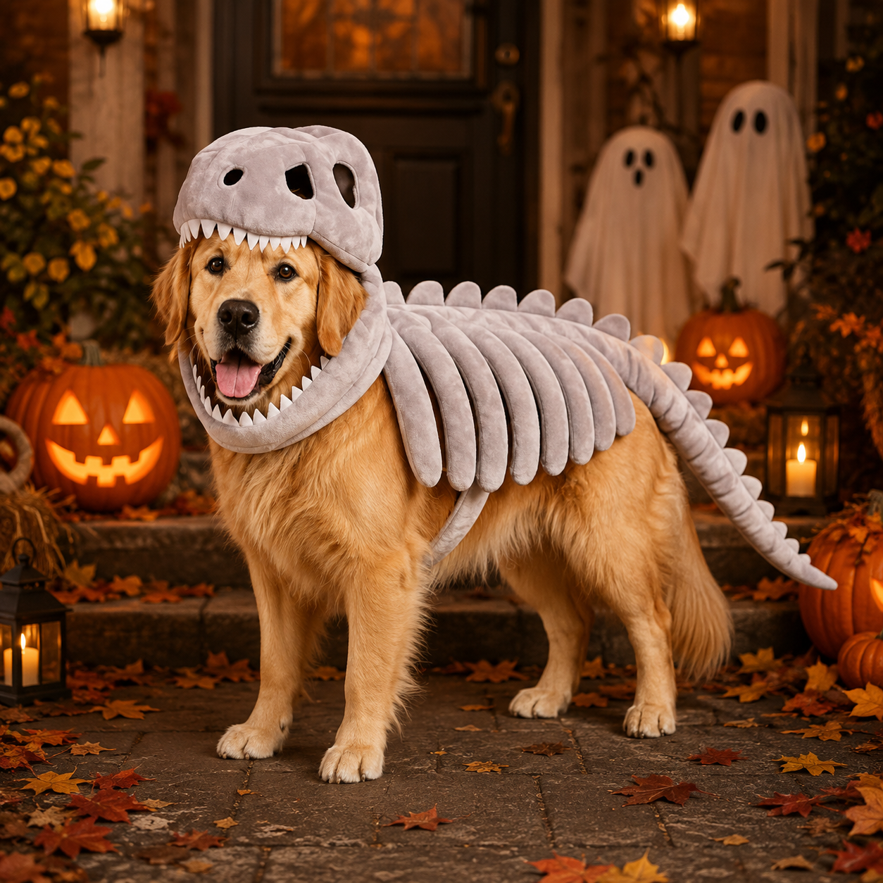 Glow-in-the-Dark 🎃Dinosaur Skeleton Pet Halloween Costume🦕
