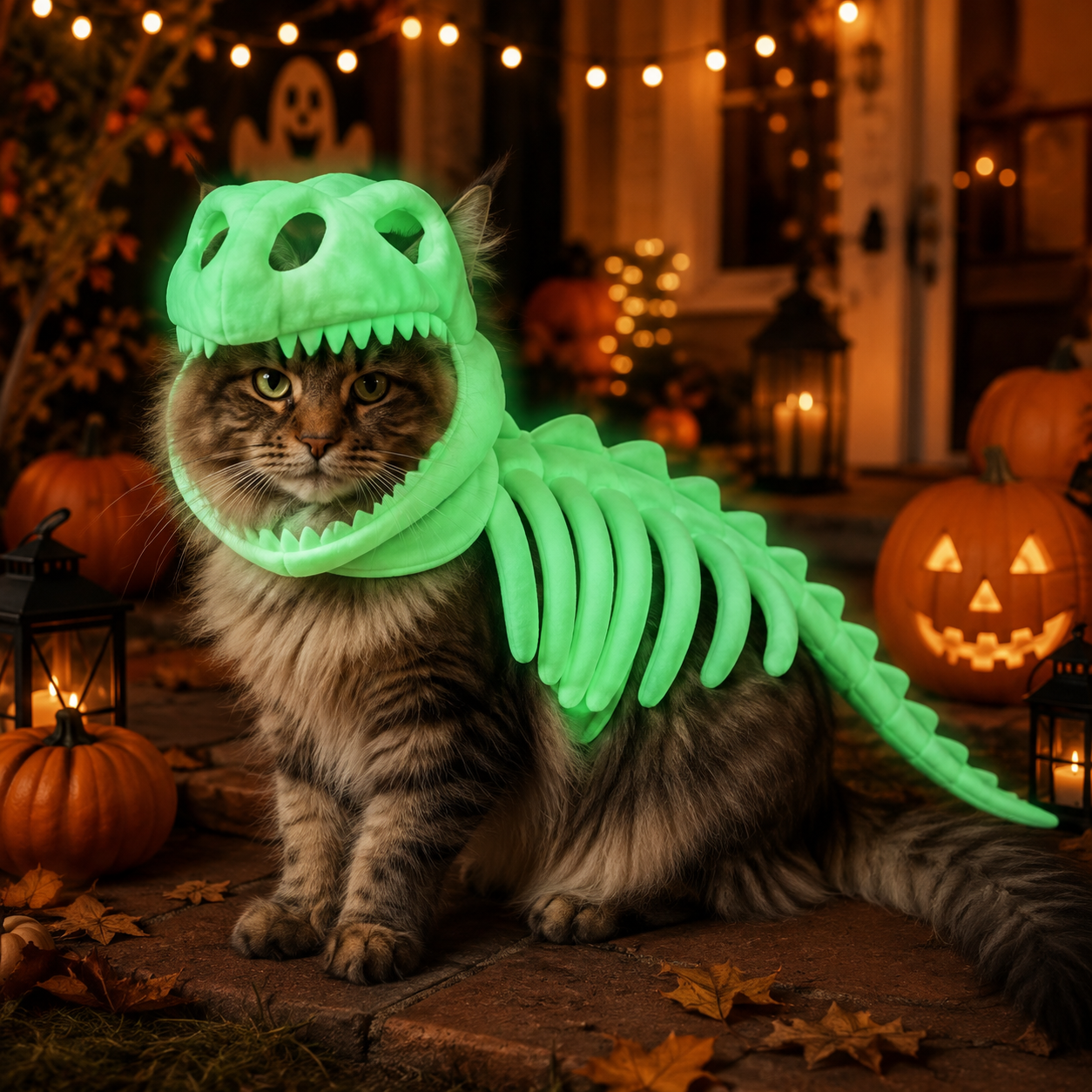 Glow-in-the-Dark 🎃Dinosaur Skeleton Pet Halloween Costume🦕