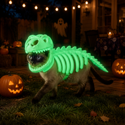 Glow-in-the-Dark 🎃Dinosaur Skeleton Pet Halloween Costume🦕
