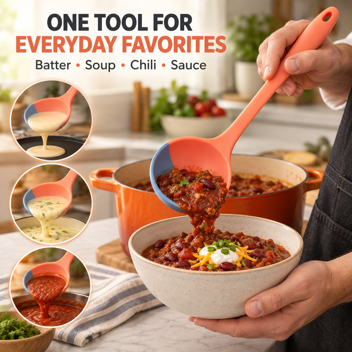 Soft Top Silicone Kitchen LADLE Spoon