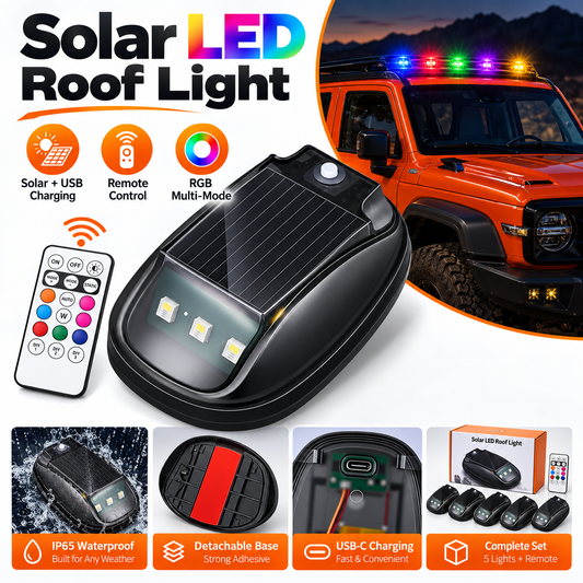 ⚡Hot Sales 🔥Solar Car Roof RGB Strobe Light - Free Remote Control Included