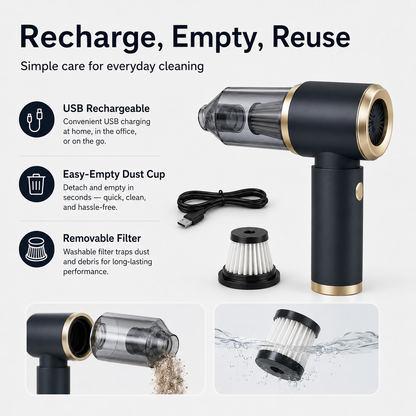 Household portable handheld vacuum cleaner for window gaps and hair dryer