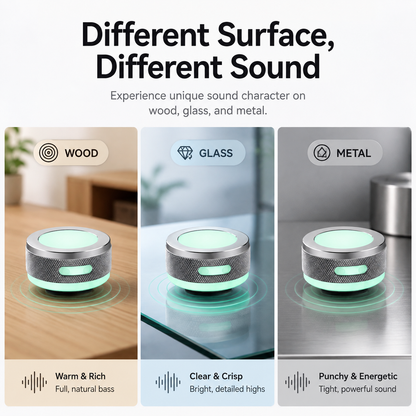 Mini Vibration Bluetooth Speaker with TWS & RGB Light – Portable Surface Resonance Speaker