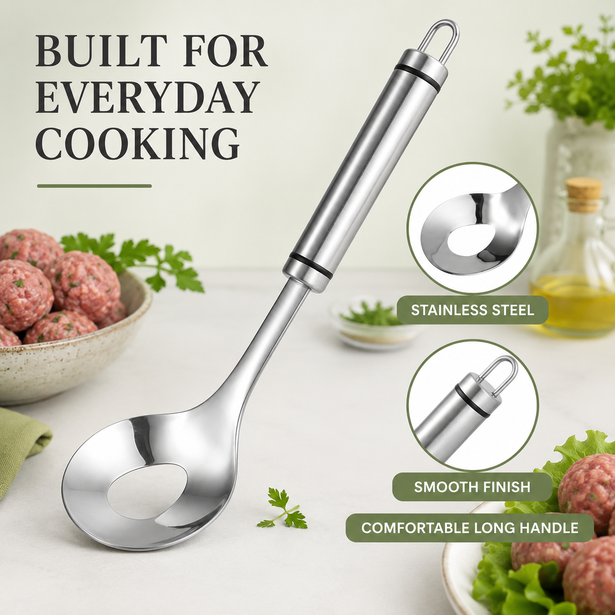 🥩 Stainless Steel Meatball Maker Spoon with Scoop 🥄
