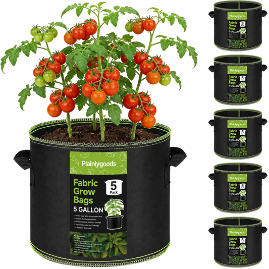 Plainlygoods 5-Pack 10 Gallon Grow Bags