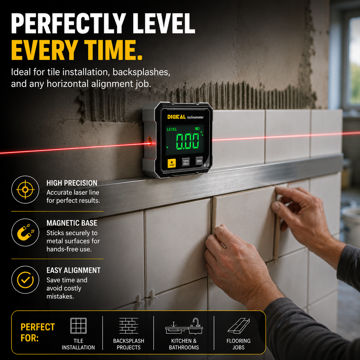 🎯 Digital Laser Angle Finder with Magnetic Base – Get It Straight the First Time