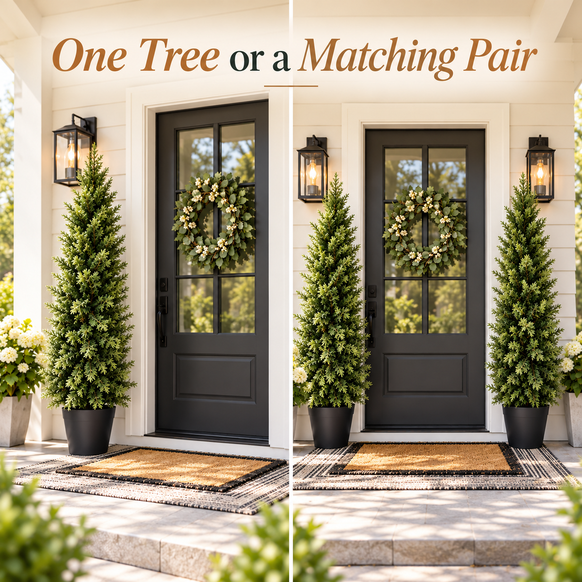 🌿 Realistic Faux Cypress Tree – A Beautiful Entrance, No Watering Needed