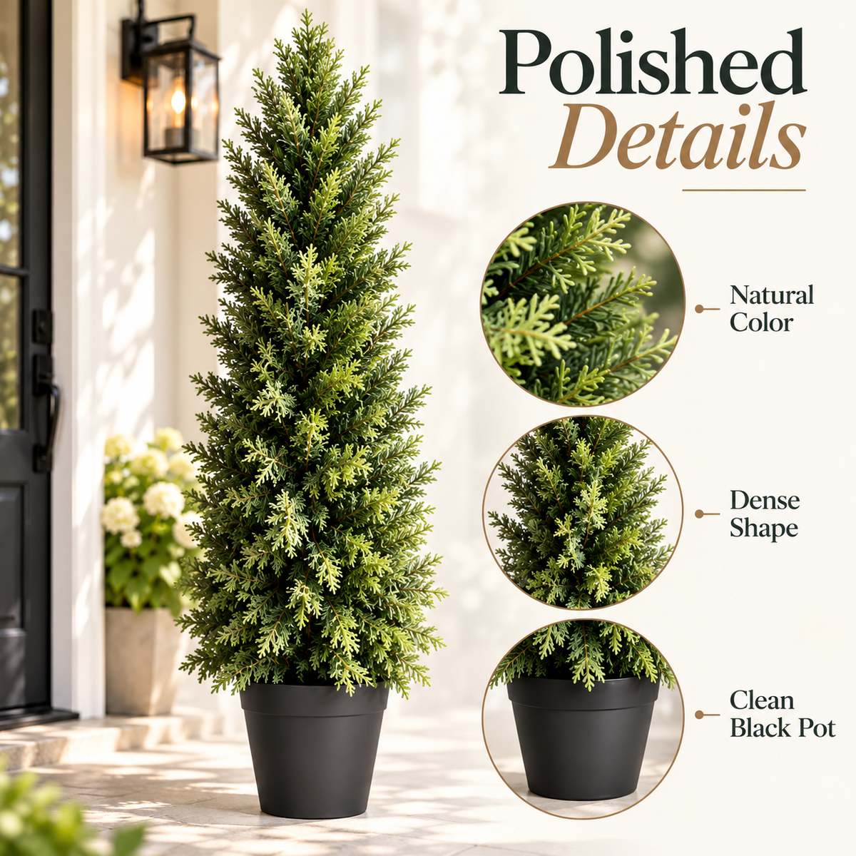 🌿 Realistic Faux Cypress Tree – A Beautiful Entrance, No Watering Needed