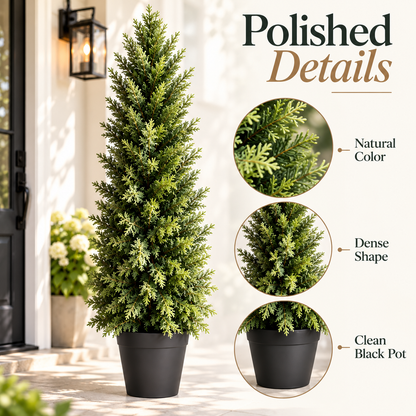 🌿 Realistic Faux Cypress Tree – A Beautiful Entrance, No Watering Needed