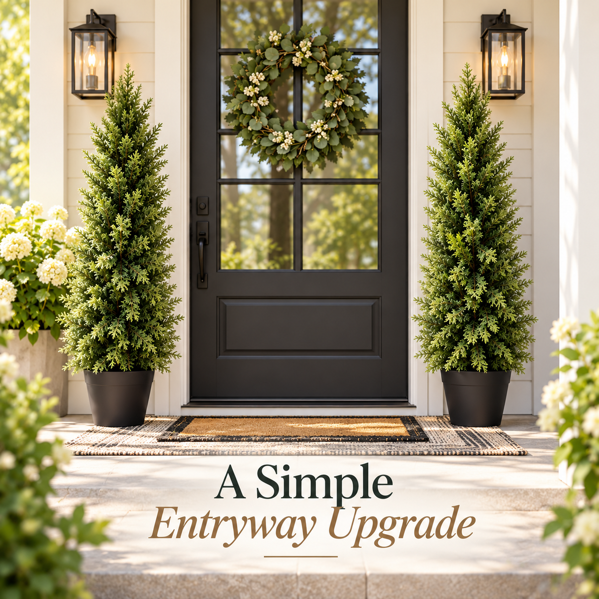 🌿 Realistic Faux Cypress Tree – A Beautiful Entrance, No Watering Needed